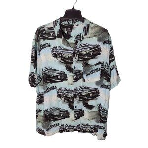 H & M Fast and Furious Men's Hawaiian Shirt XL Beach Vacation Car Travel Casual